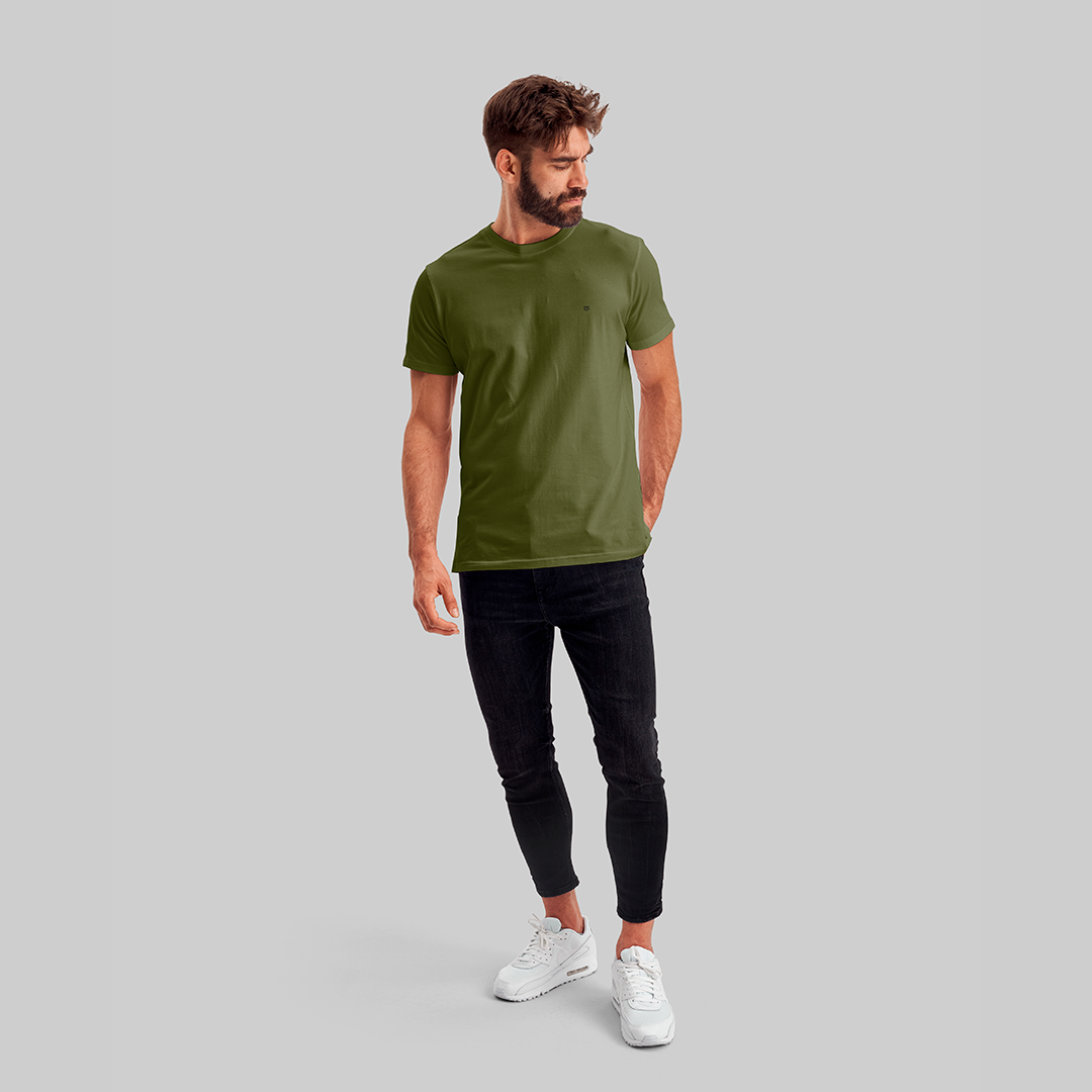 Camiseta Premium Verde Musgo - Algodão Egípcio