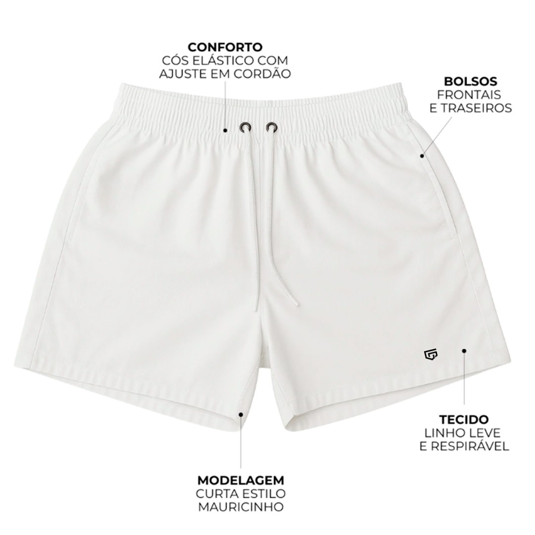 Short de Linho Masculino Branco