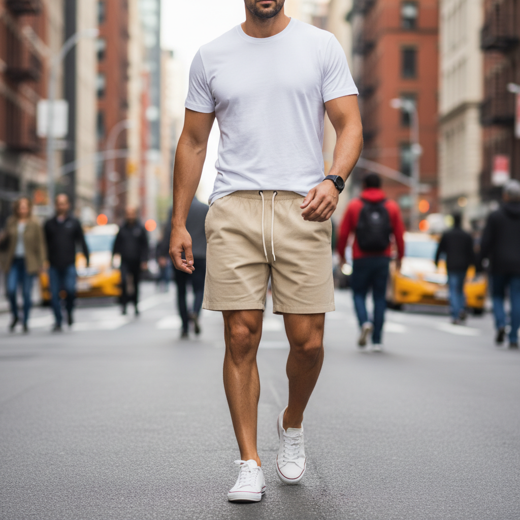 Short de Linho Masculino Bege