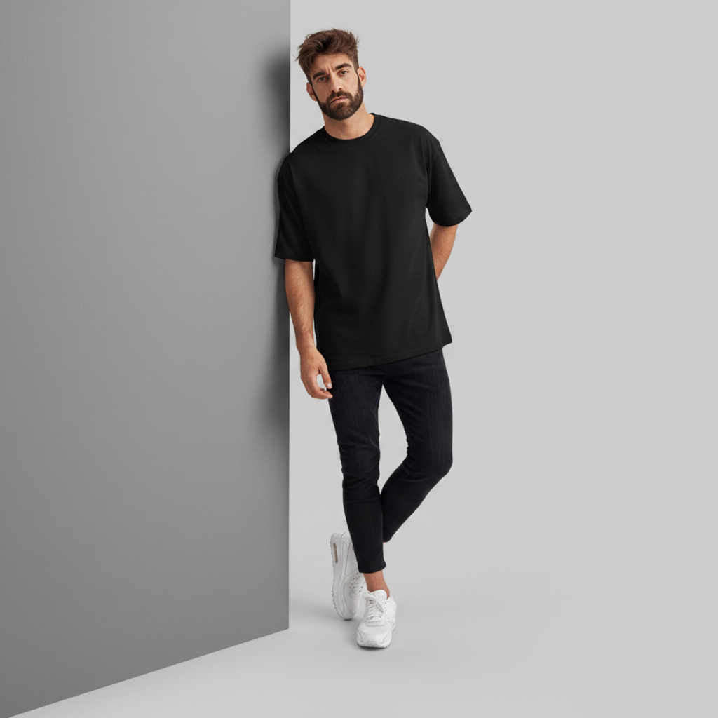Camiseta Oversized Preta - Suedine
