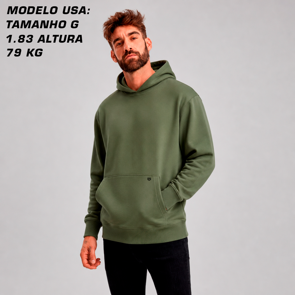 Moletom Canguru com Capuz - Verde Musgo