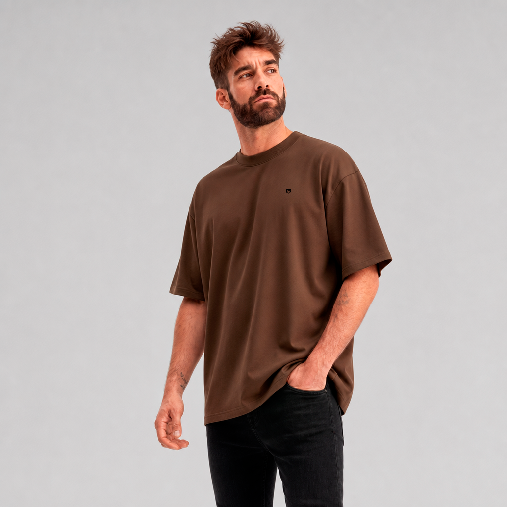 Camiseta Oversized Marrom - Suedine