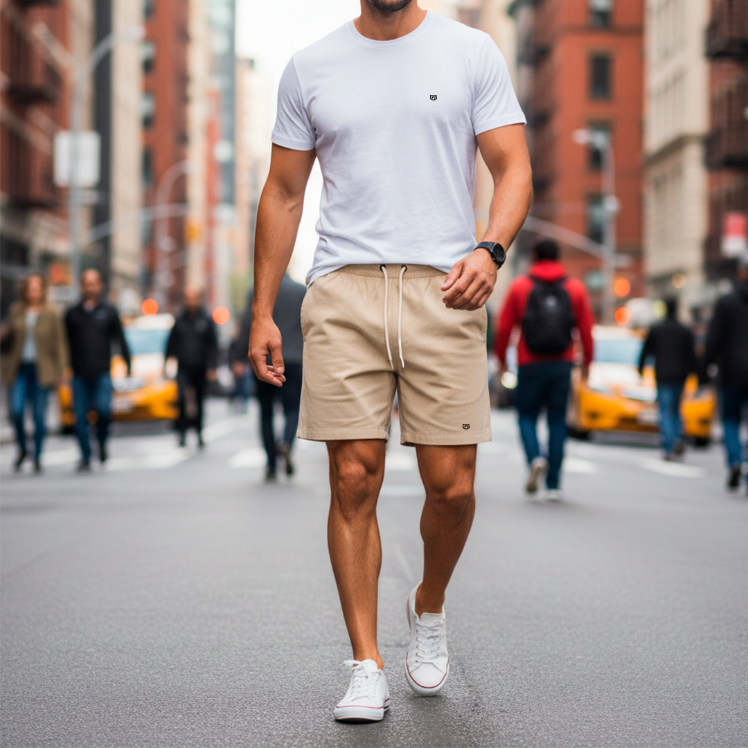 Short de Linho Masculino Bege