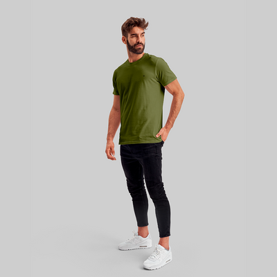 Camiseta Premium Verde Musgo - Algodão Egípcio