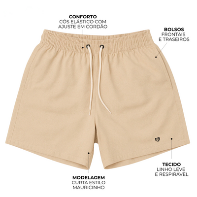 Short de Linho Masculino Bege