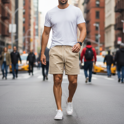 Short de Linho Masculino Bege