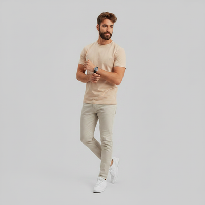 Camiseta Premium Areia - Algodão Egípcio