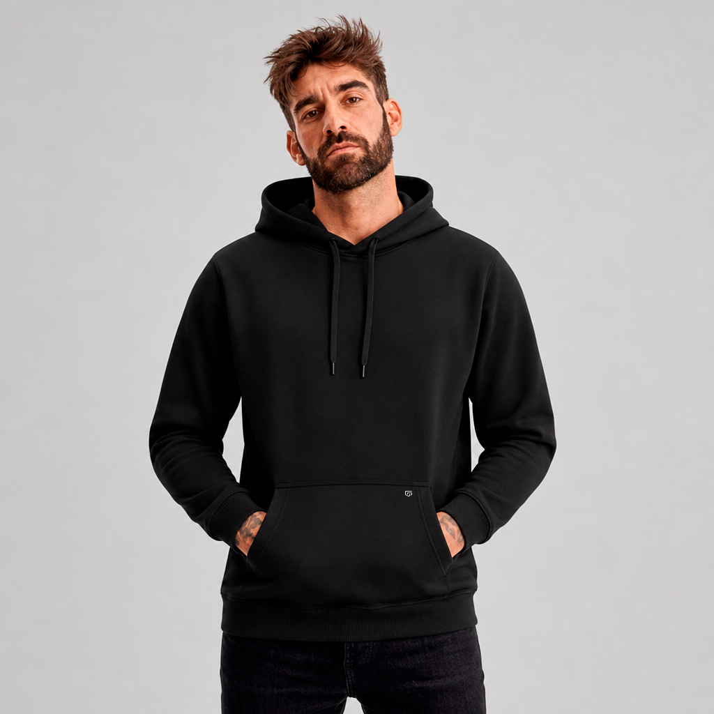Moletom Canguru com Capuz - Preto