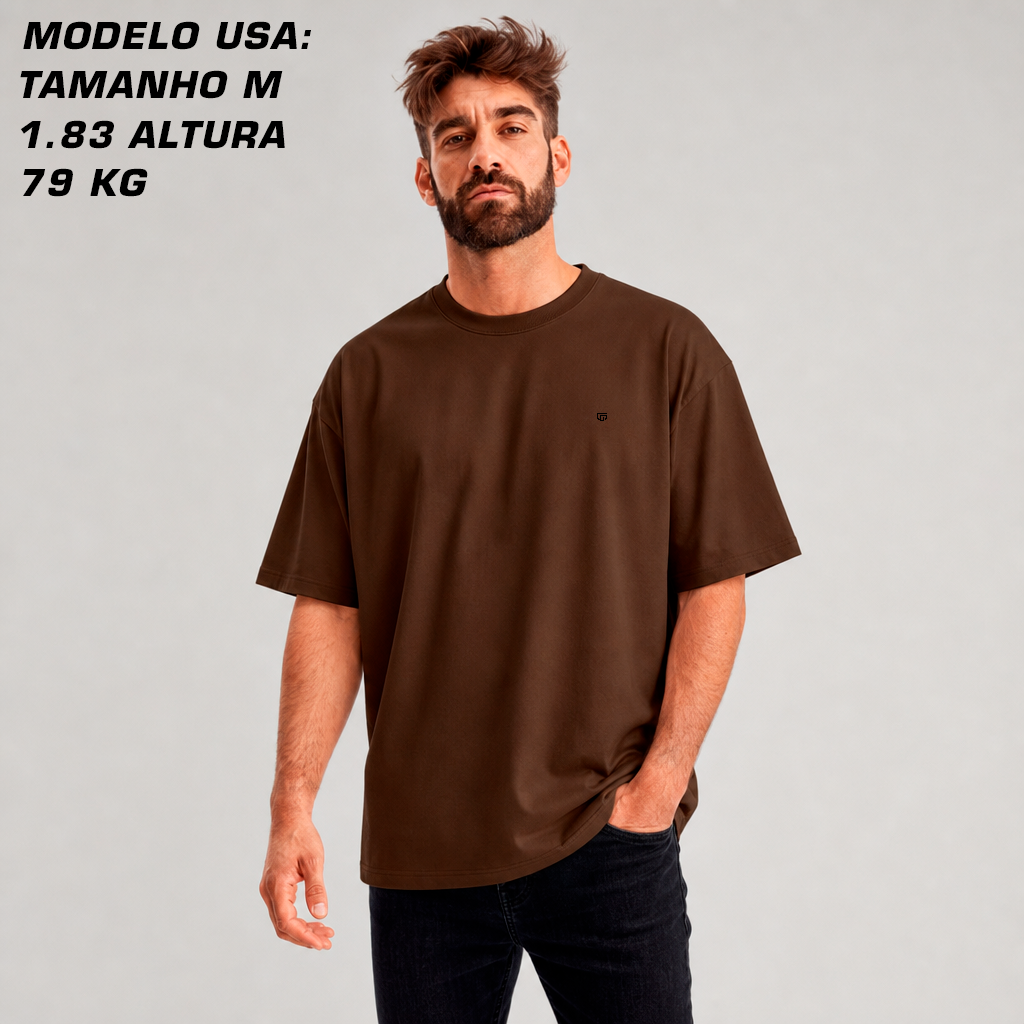 Camiseta Oversized Marrom - Suedine