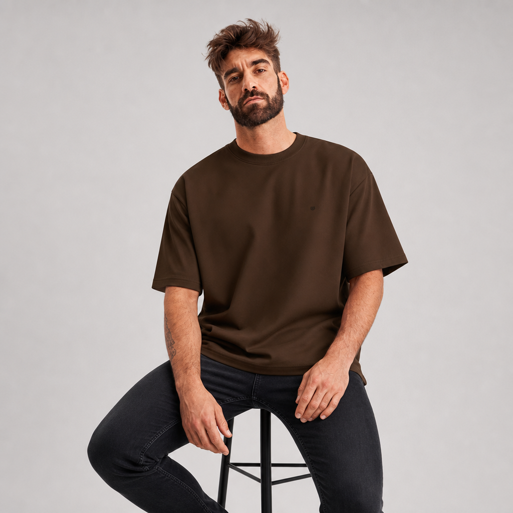 Camiseta Oversized Marrom - Suedine