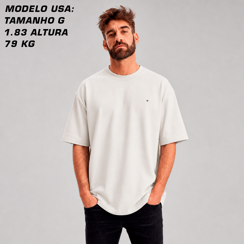 Camiseta Oversized Offwhite - Suedine